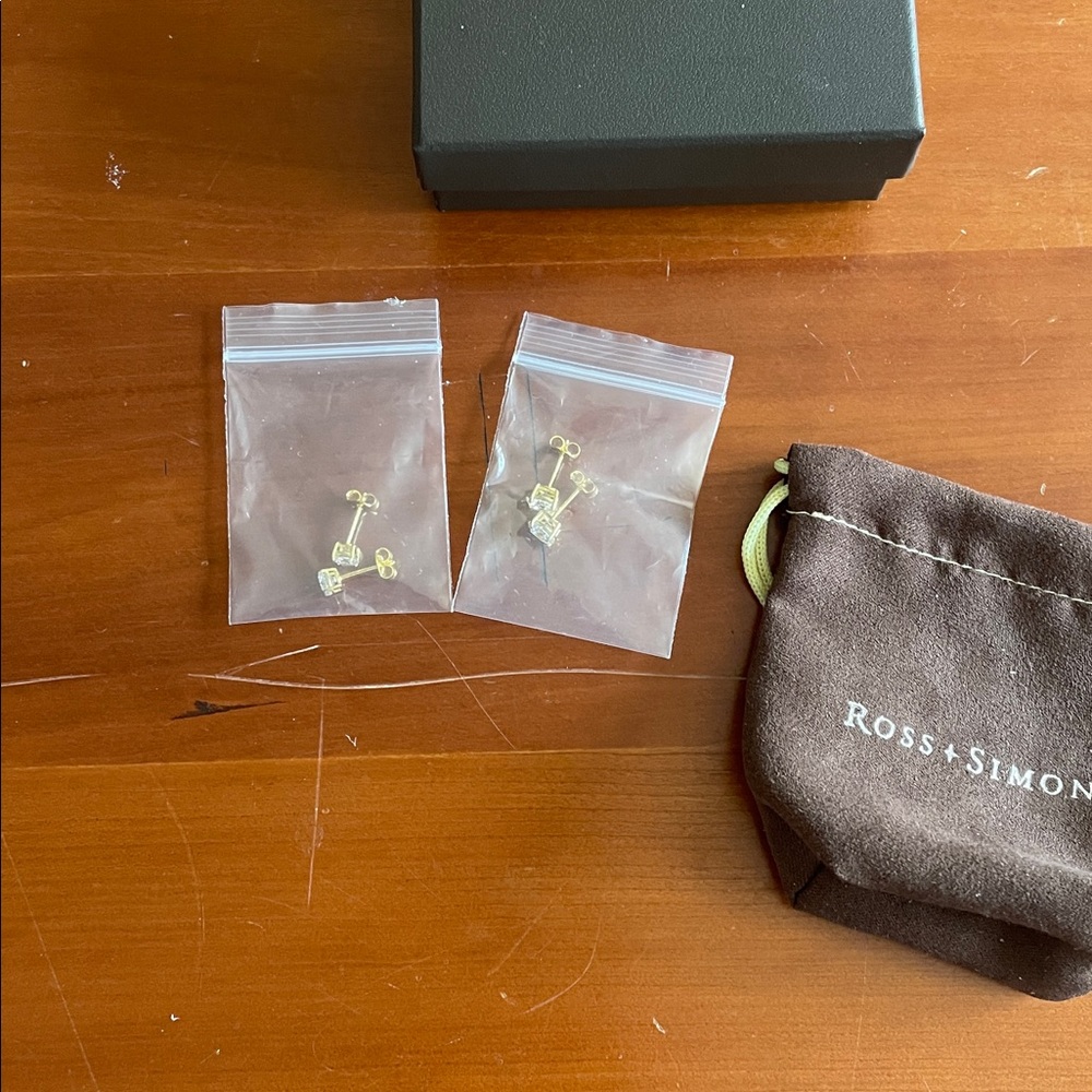 Ross-Simons Gold Tone CZ Stud Earrings - Set of Two - Picture 4 of 6